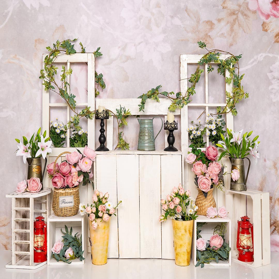 Kate Spring Flowers Pink Florals Backdrop Designed by Emetselch - Kate Backdrop AU
