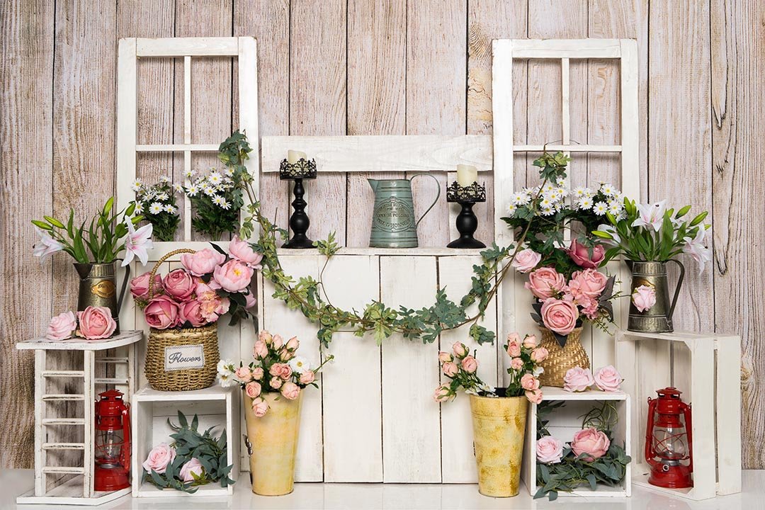 Kate Spring/mother's Day Flower Stand Cake Smash Backdrop Designed by Emetselch - Kate Backdrop AU