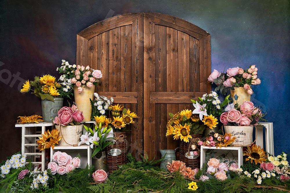 Kate Spring/mother's Day Flowers Shop Door Blue Backdrop Designed by Emetselch