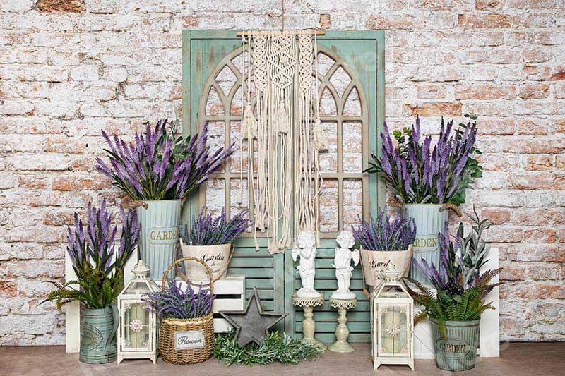 Kate Spring/mother's Day Lavender Boho Brick Backdrop Designed by Emetselch - Kate Backdrop AU