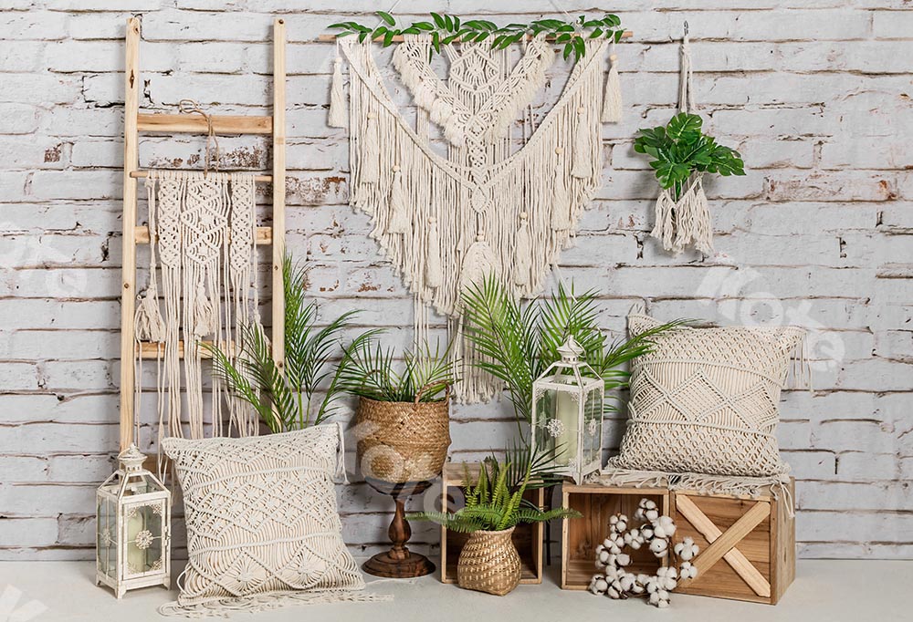 Kate Boho Mother's Day Spring Plants Backdrop Designed by Emetselch - Kate Backdrop AU