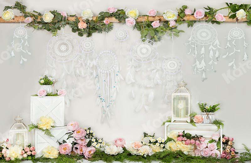 Kate Mother's Day Flowers Boho White Backdrop Designed by Emetselch - Kate Backdrop AU