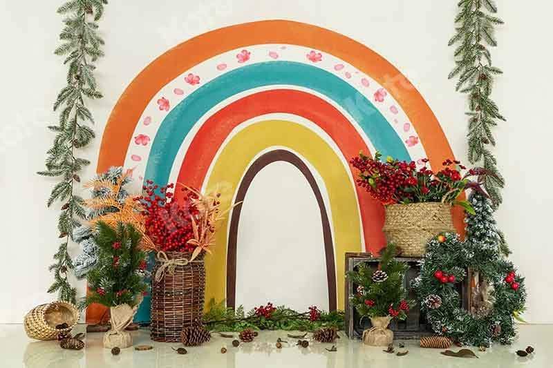 Kate Christmas Rainbow Boho Backdrop Designed by Emetselch - Kate Backdrop AU