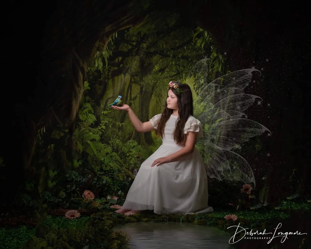 Kate Forest With Green Trees And Creek Spring for photography - Kate Backdrop AU