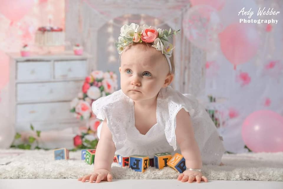 Kate Cake Smash For Party Photography Pink 1st birthday Backdrop Balloons - Kate Backdrop AU