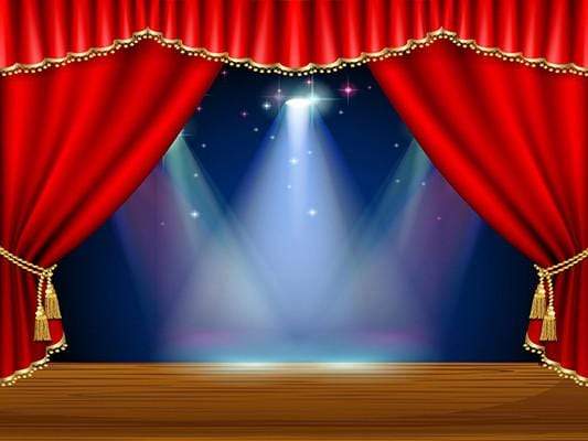 Katebackdrop£ºKate Red Curtain Stage Blue Background Light Backdrop