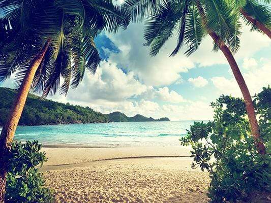 Summer Holiday Blue sky with sandbeach and island Backdrop for Photography