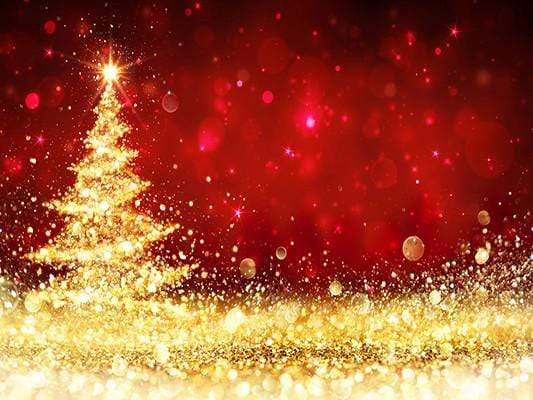 Katebackdrop£ºKate Christmas Festival Party Photography Red Backdrop Golden Glittering Tree