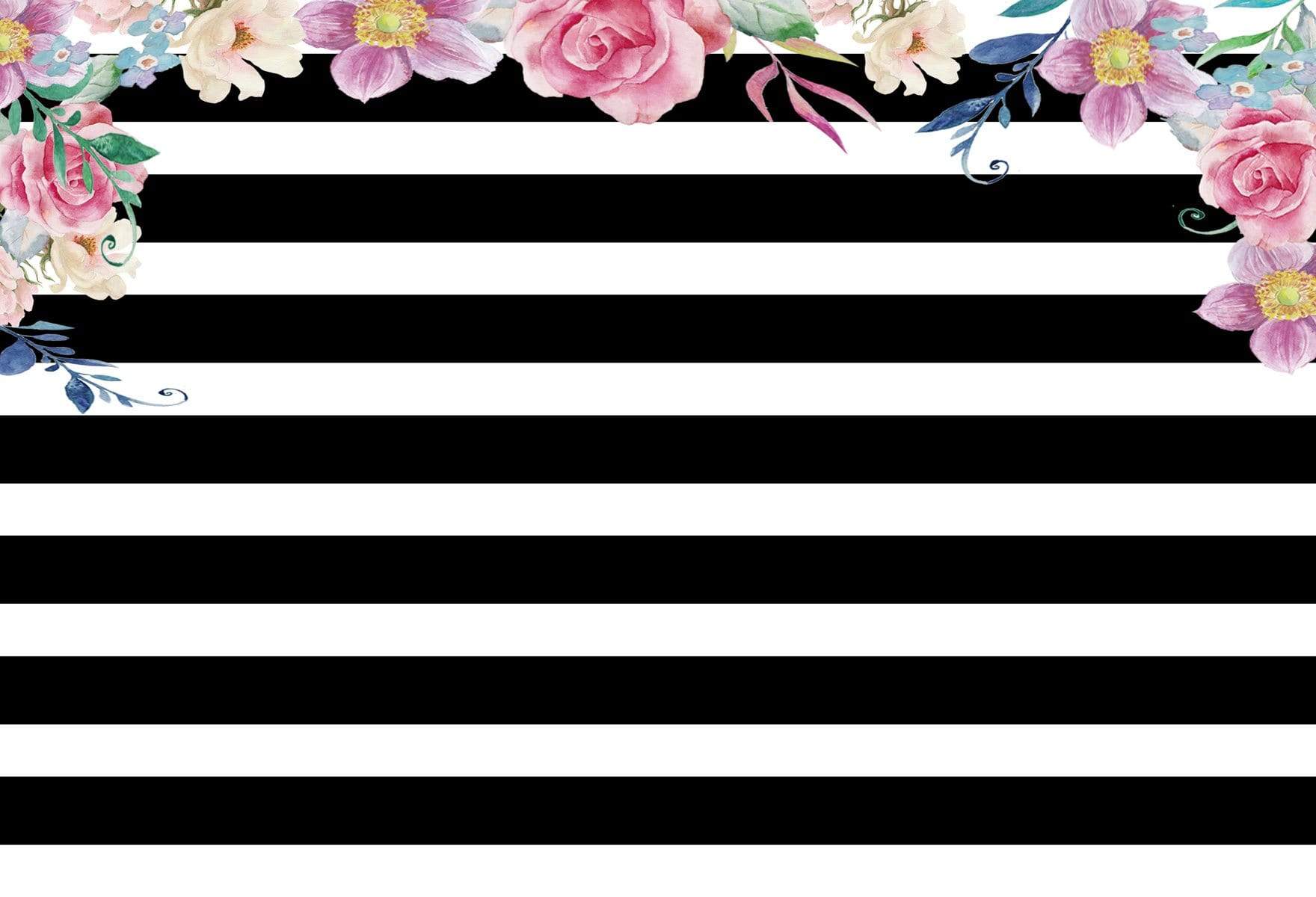 Kate Spade Backdrop Wedding Black and White Stripes Backdrop Flowers Birthday for Parties