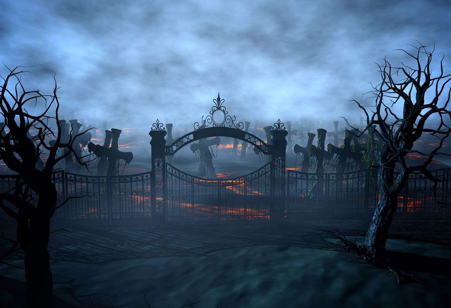 Kate Happy Halloween Cemetery And Cross for Photography - Kate Backdrop AU