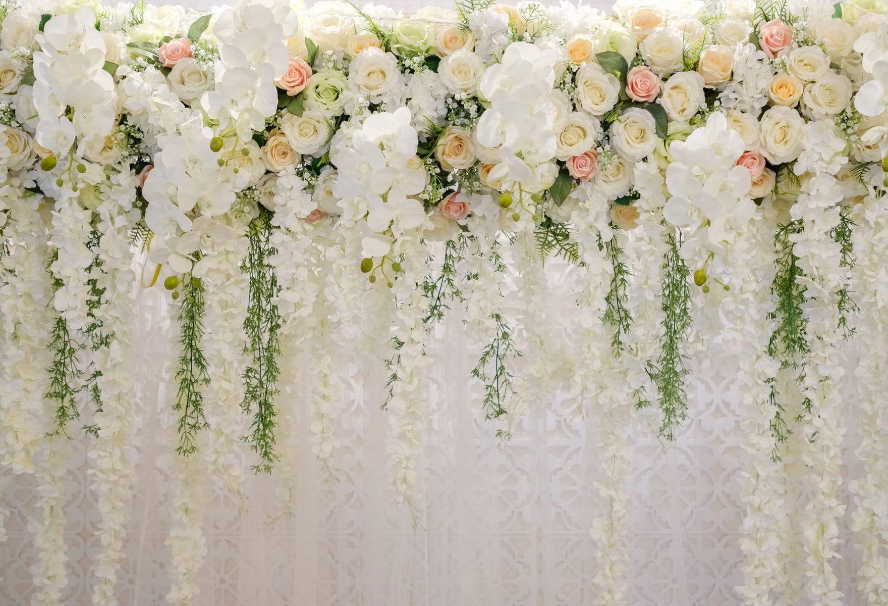 Kate White Background And Pure Flowers Backdrop for Photography - Kate Backdrop AU