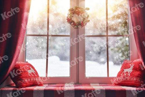 Kate Christmas Snow And Sunshine Outside Window Backdrops for Photography
