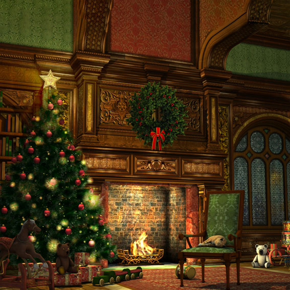 Kate Christmas Tree And Fireplace Decorations for Photography - Kate Backdrop AU
