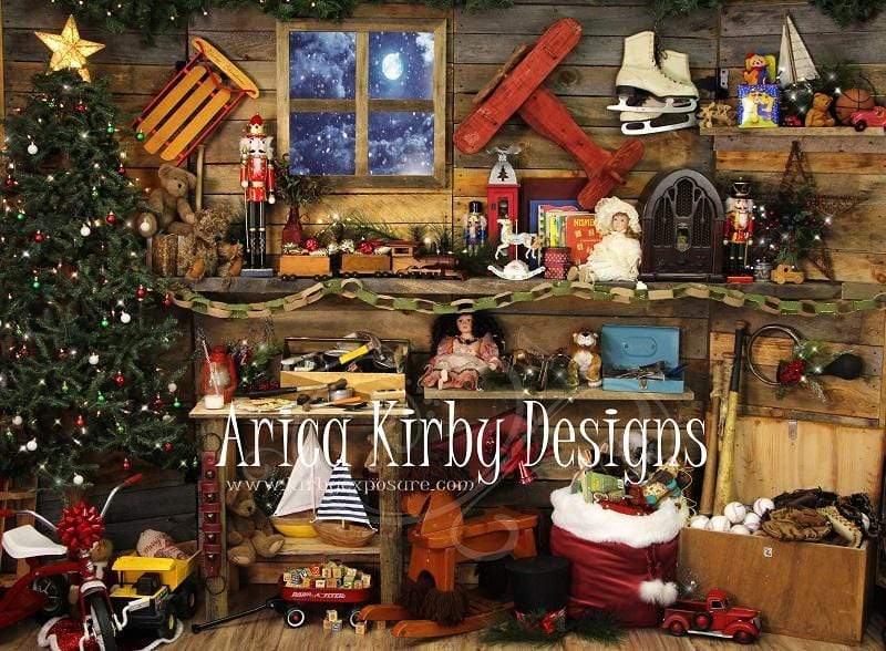 Kate Christmas Santas Workshop Backdrop designed by Arica Kirby - Kate Backdrop AU