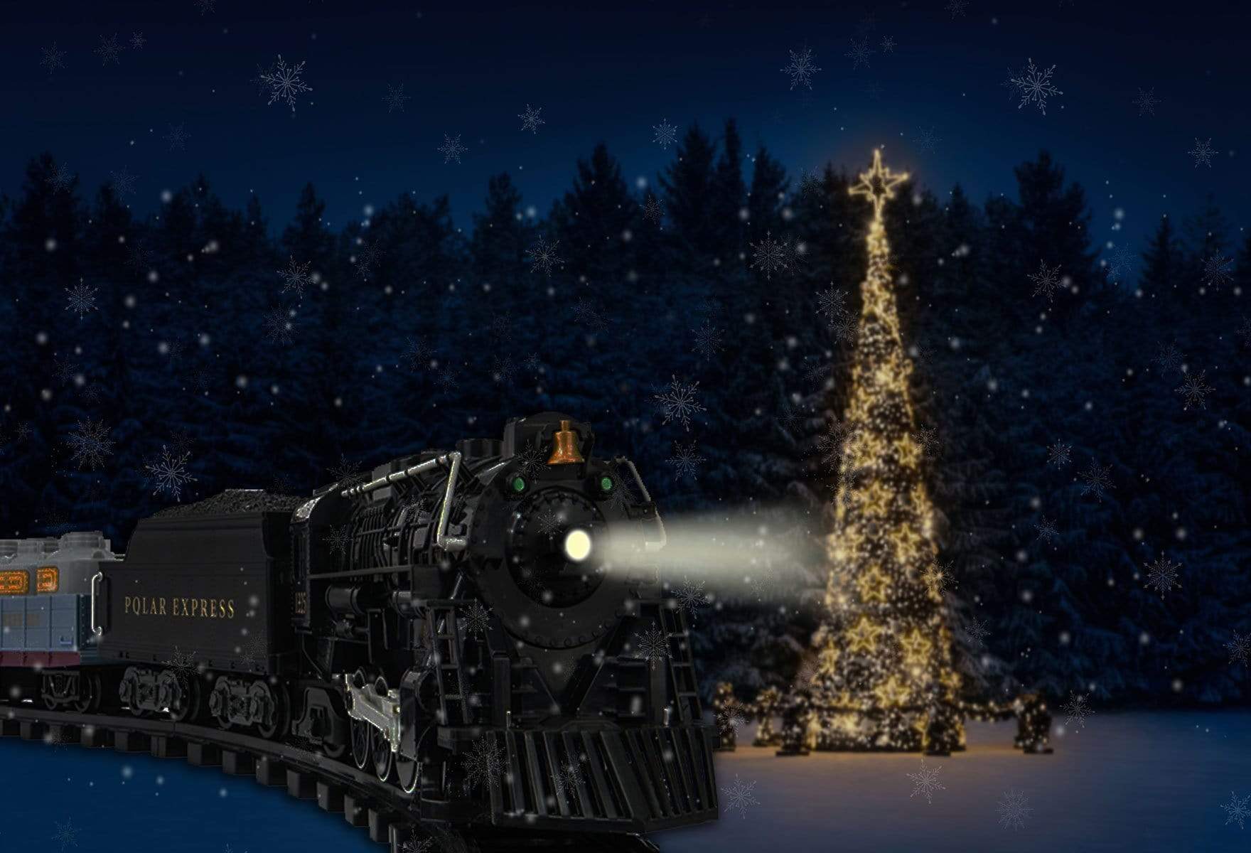Kate Train Christmas Tree Winter Backdrop for Photography designed by Jerry_Sina - Kate Backdrop AU