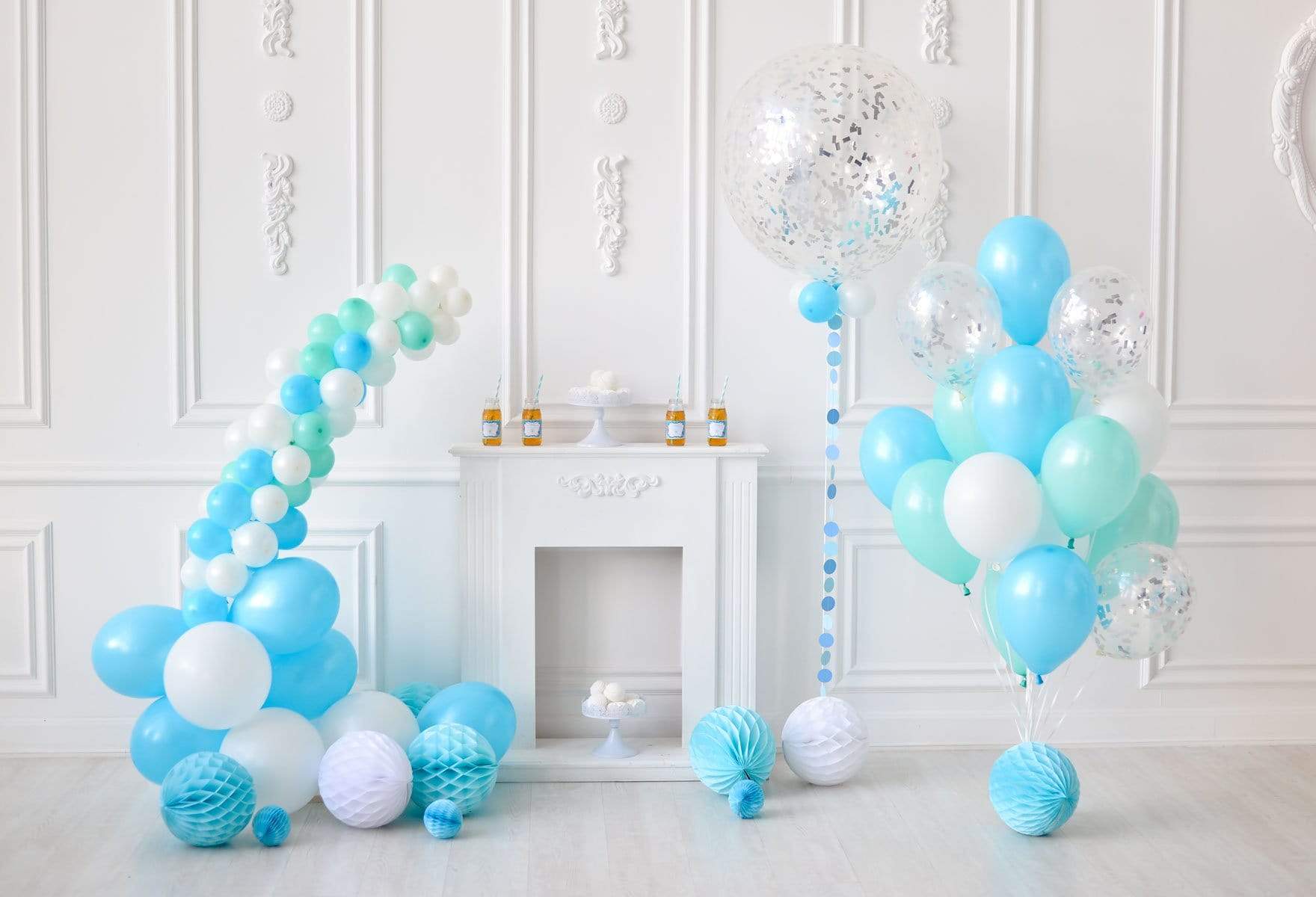 Kate White Wall with Balloons Birthday Backdrop for Photography - Kate Backdrop AU