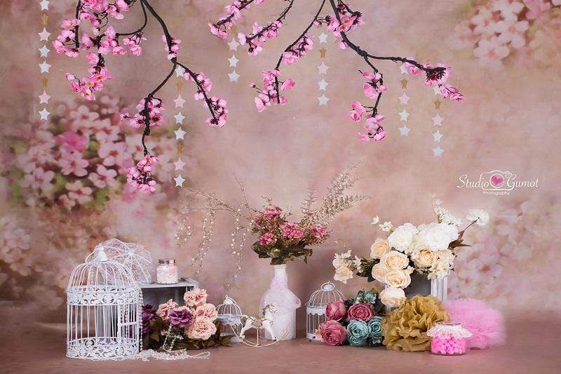 Kate floral antique pink for cake smash Backdrop designed by Studio Gumot