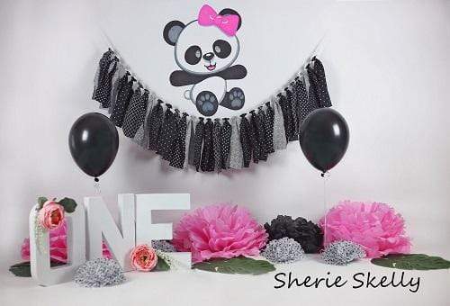 Kate Pretty Panda Birthday Children Backdrop for Photography Designed by Sherie Skelly