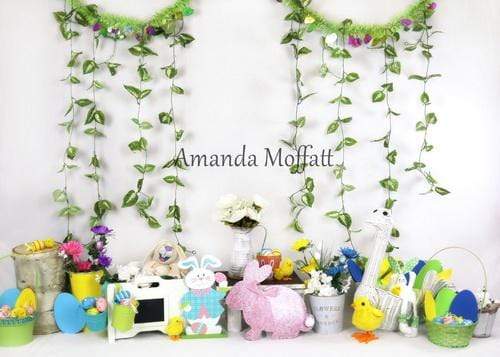 Kate Children's Paradise Rabbits Decorations With Leaves Banner Backdrop for Photography Designed by Amanda Moffatt