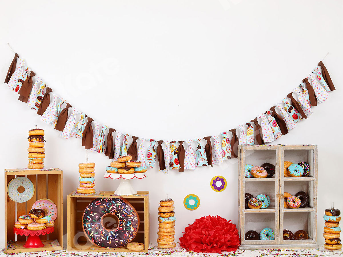 Kate Chocolate Donut Banners Children Backdrop - Kate Backdrop AU