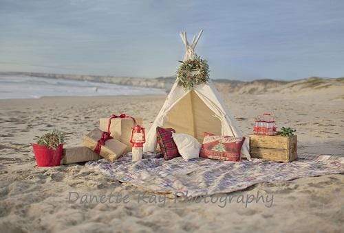 Kate Christmas Tent sea Beach Backdrop for Photography Designed by Danette Kay Photography