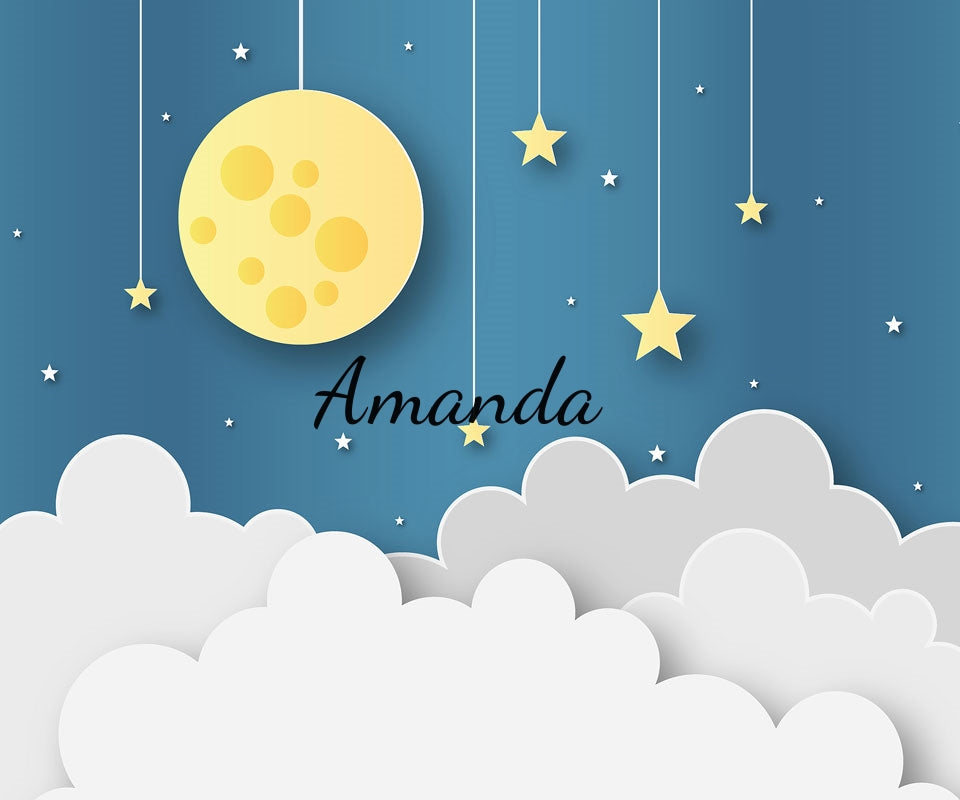 Kate Moon and Clouds Children Backdrop for Photography Designed by Amanda Moffatt - Kate Backdrop AU