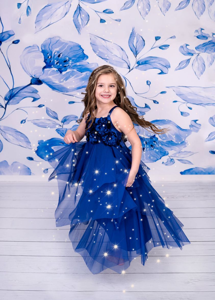 Kate Retro Blue Flower Backdrop for Photography - Kate Backdrop AU