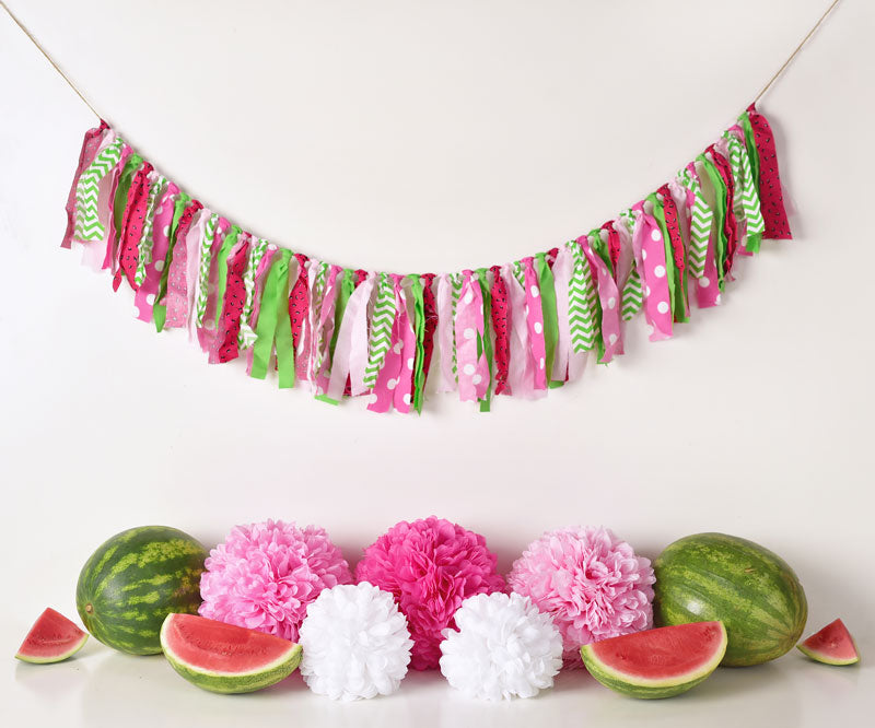 Kate Summer Pink and Green Watermelon Birthday Backdrop for Photography Designed by Mandy Ringe Photography - Kate Backdrop AU