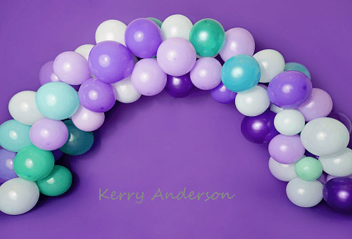 Kate Purple Balloons Birthday Children Backdrop for Photography Designed by Kerry Anderson