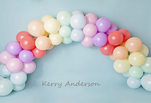 Kate Rainbow Balloons Birthday Children Backdrop for Photography Designed by Kerry Anderson