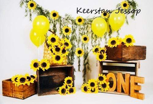 Kate Sunflower With Balloons Spring Backdrop for Photography Designed by Keerstan Jessop