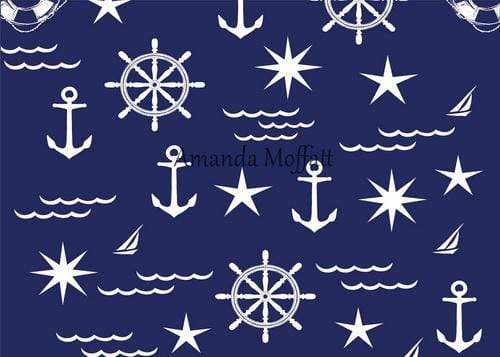 Kate White on Blue Nautical Patterns Backdrop for Photography Designed by Amanda Moffatt