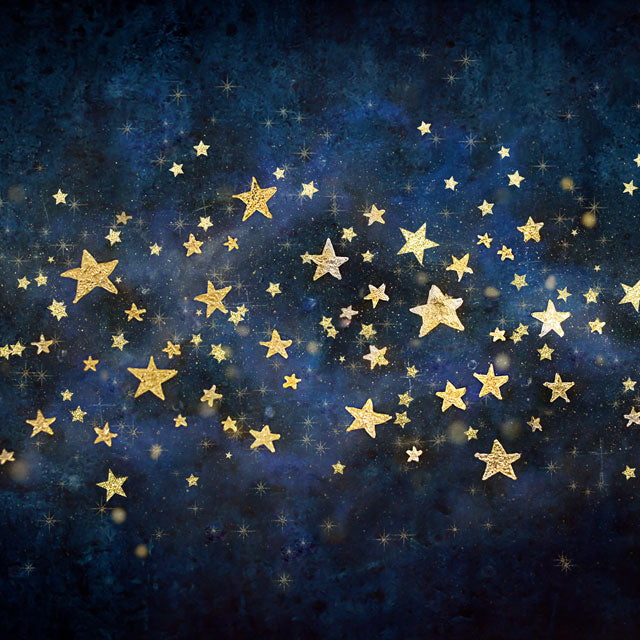 Kate Night Sky with Gold Stars Children Birthday Backdrop for Photography Designed by Mandy Ringe Photography