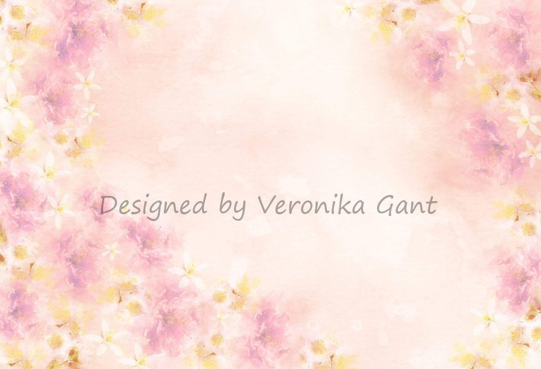Kate Fine Art Watercolors Pink Flowers Abstract Backdrop designed by Veronika Gant - Kate Backdrop AU