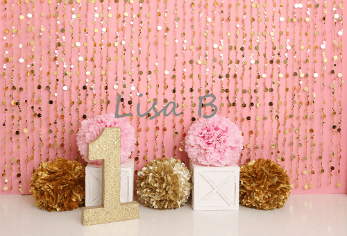 Kate Pink Gold Birthday Backdrop for Photography Designed by Lisa B