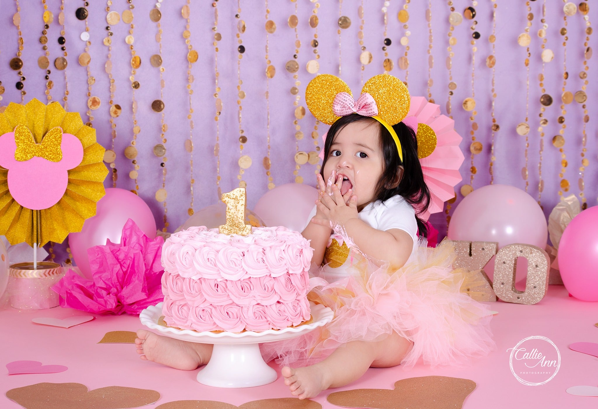 Kate Purple Gold Dots Children Birthday Backdrop for Photography Designed by Lisa B - Kate Backdrop AU