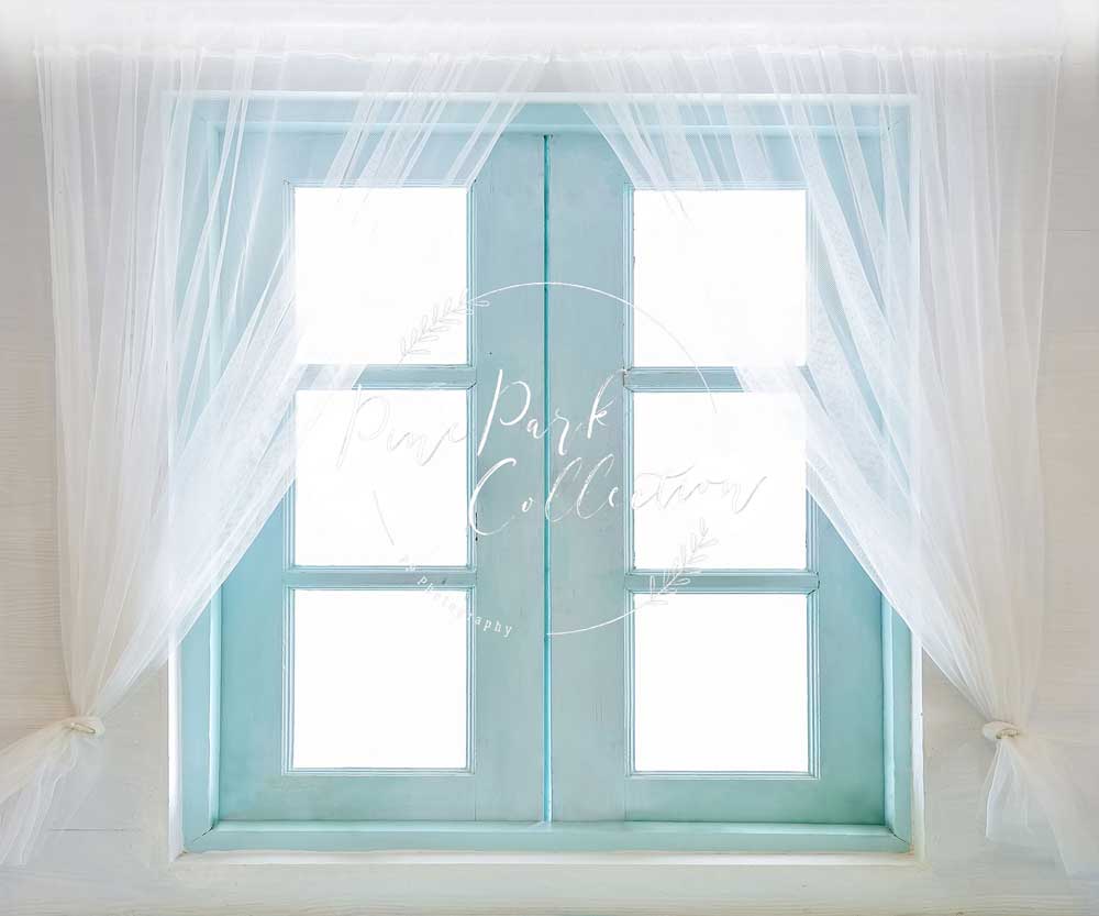 Kate Teal Window Doors Backdrop for Photography Designed By Pine Park Collection - Kate Backdrop AU