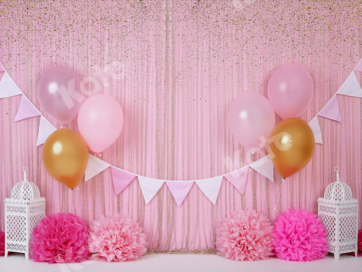 Kate Pink and Gold Birthday Glitter Backdrop for Photography