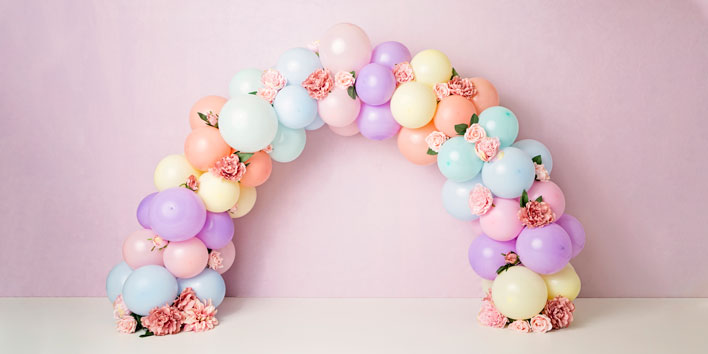 Kate Spring Balloons Rainbow with Flowers for Children Backdrop for Photography Designed by Kerry Anderson - Kate Backdrop AU