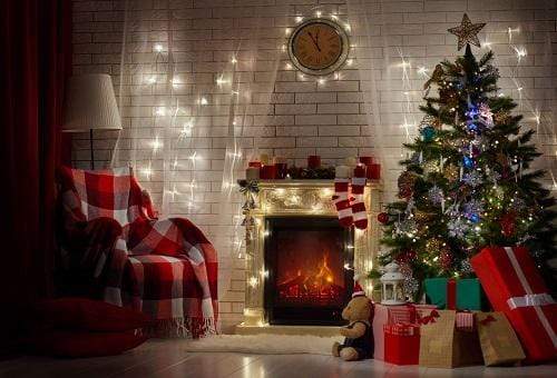 Kate Christmas Gifts Decoration Room with Fireplace Backdrop for Photography - Kate Backdrop AU
