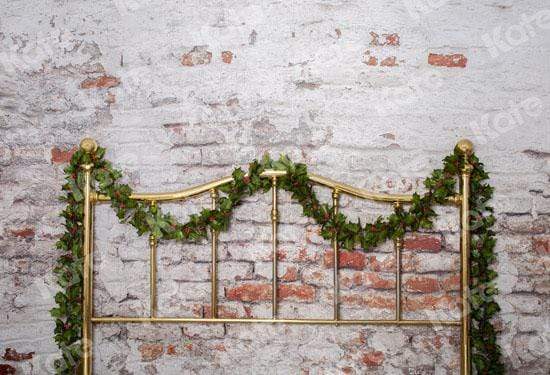 Kate Half Brass Bed with Ivy Headboard Brick Wall Backdrop Designed by Pine Park Collection - Kate Backdrop AU
