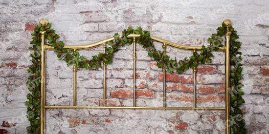 Kate Half Brass Bed with Ivy Headboard Brick Wall Backdrop Designed by Pine Park Collection - Kate Backdrop AU
