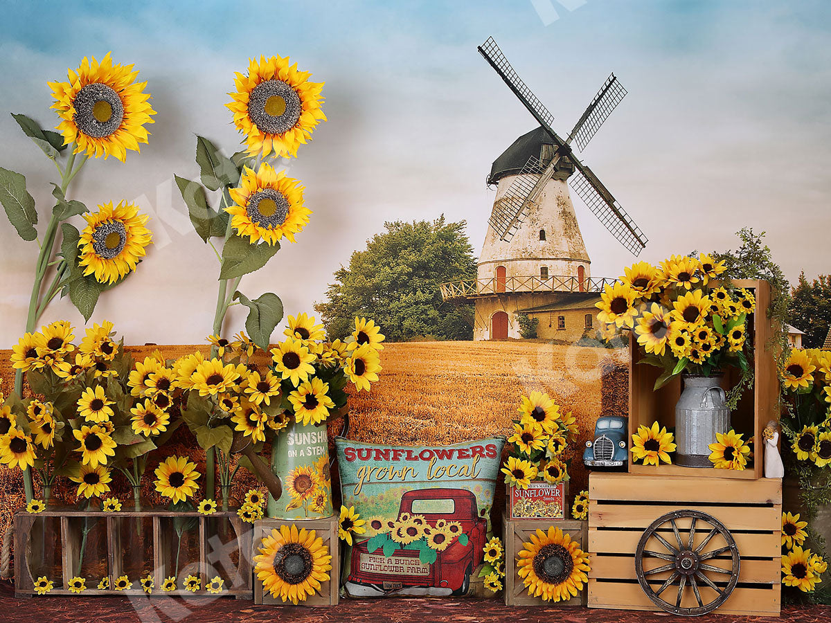 Kate Sunflower Fall Farm Field Backdrop