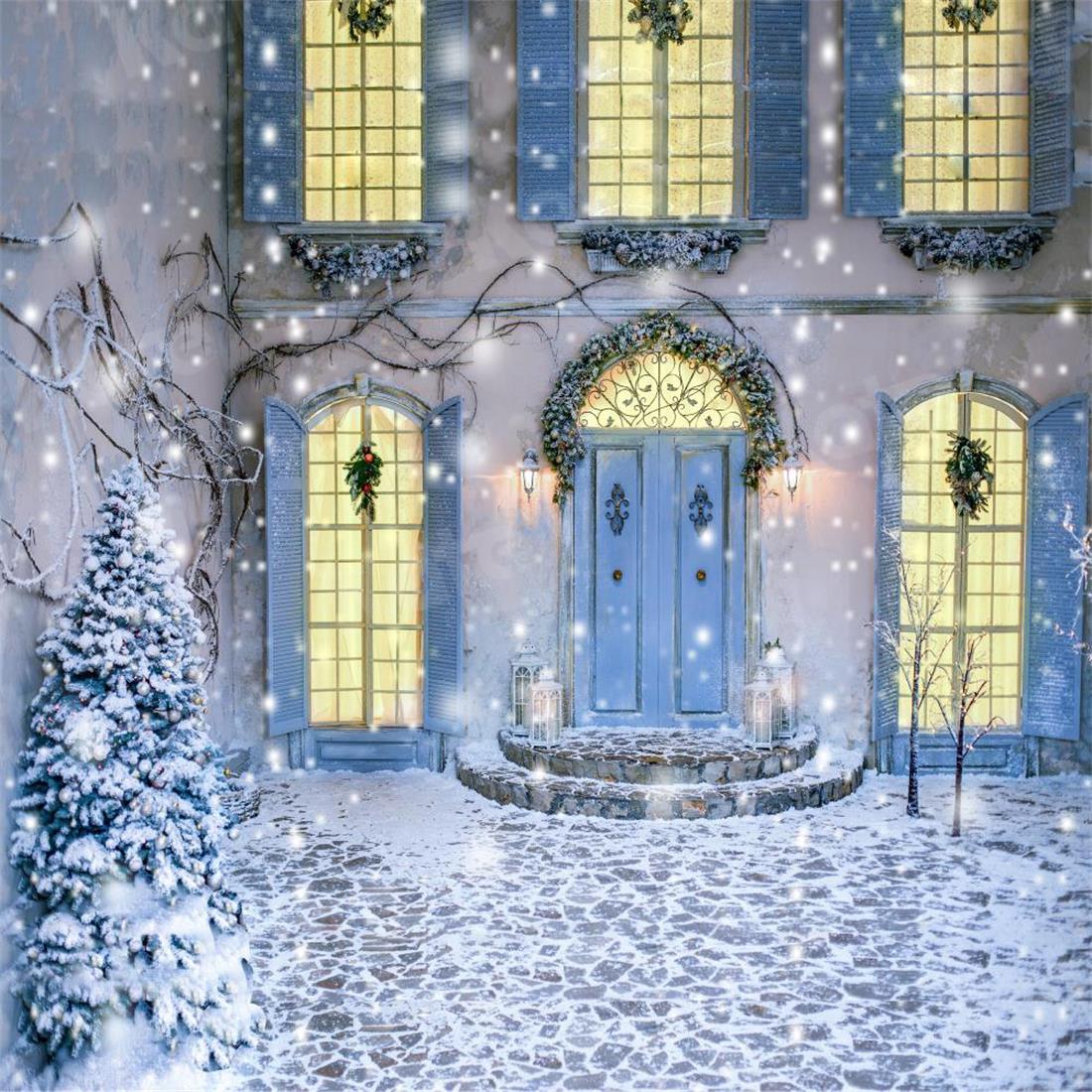 Kate Christmas Winter Courtyard Backdrop Designed By Jerry_Sina - Kate Backdrop AU