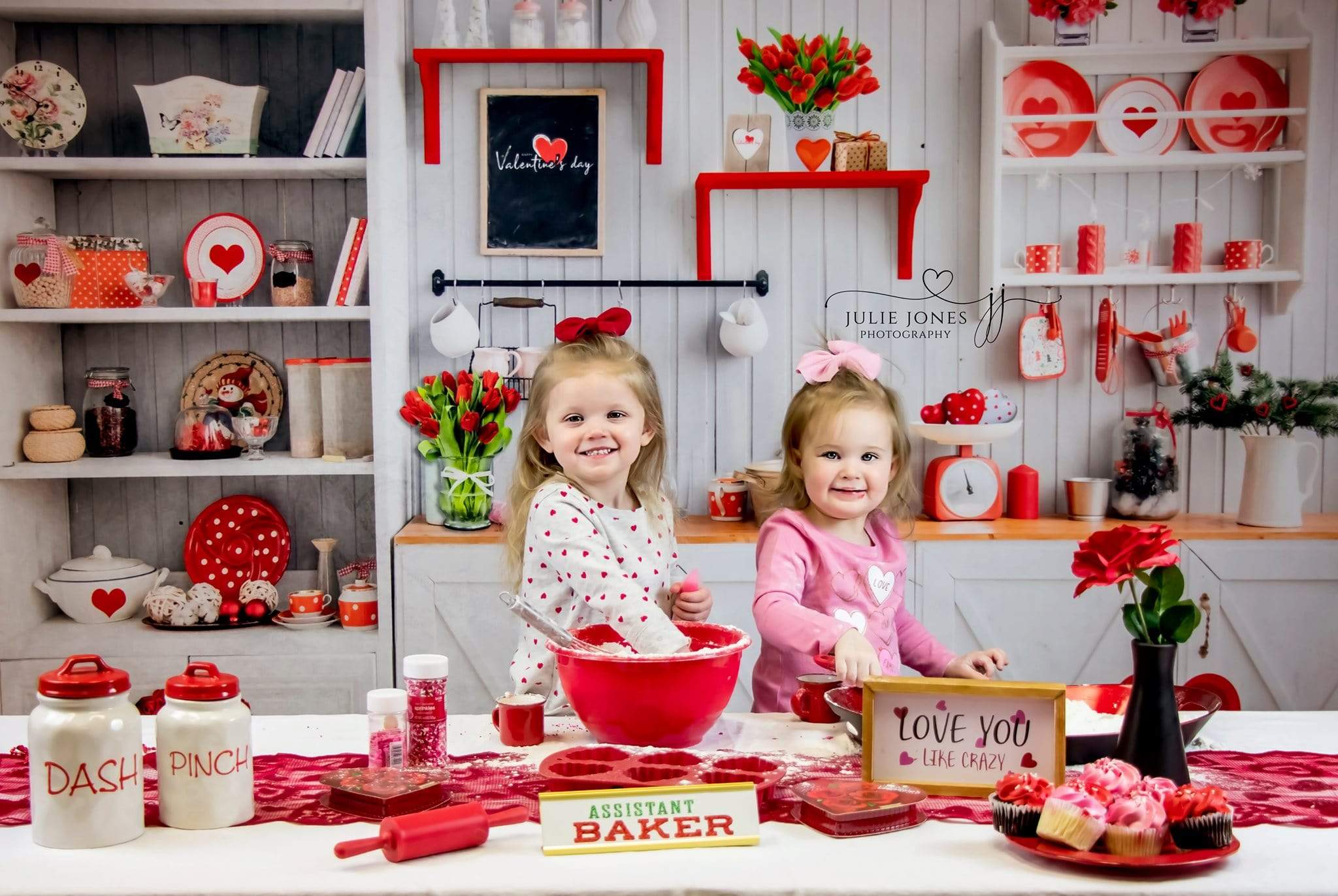 Kate Valentine‘s Day Love Bake Kitchen Backdrop for Photography - Kate Backdrop AU