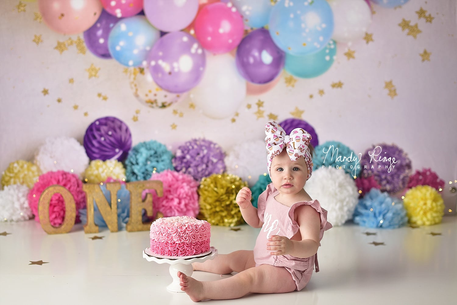 Kate Birthday Balloons and Stars Backdrop Designed By Mandy Ringe Photography