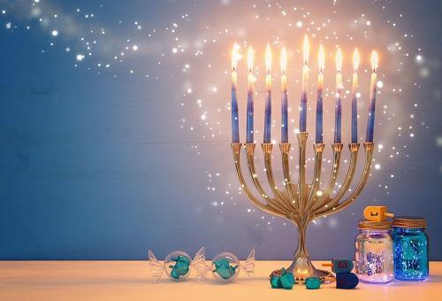 Kate Hanukkah Holiday Backdrop with Menorah and Candles