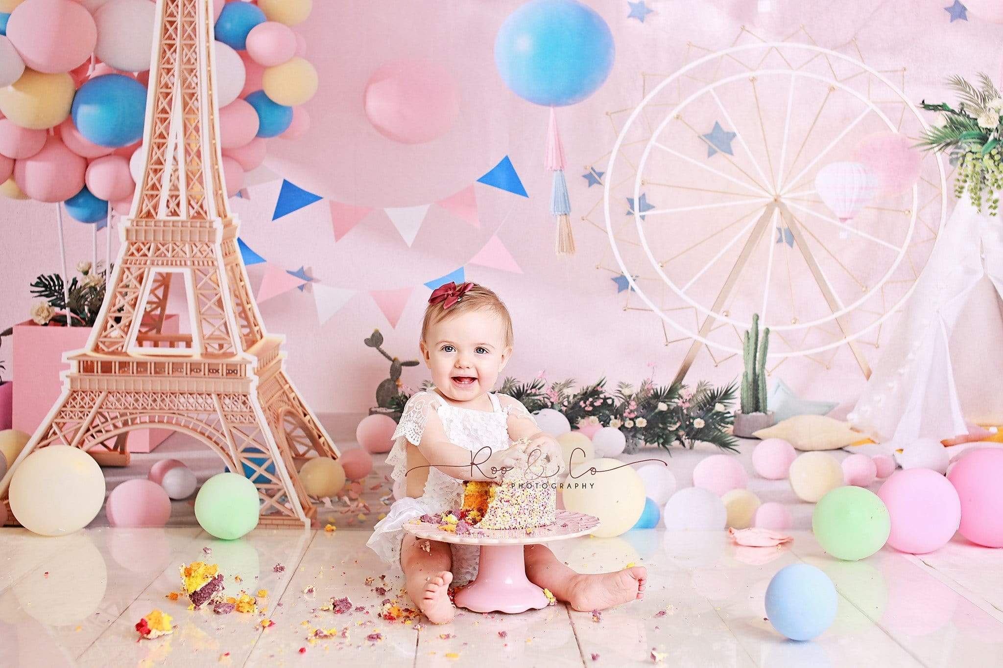 Kate Children Travel Around the World Cake Smash Backdrop for Photography - Kate Backdrop AU