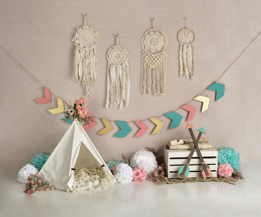 Kate Wild Boho Girl Birthday Backdrop Designed By Mandy Ringe Photography - Kate Backdrop AU