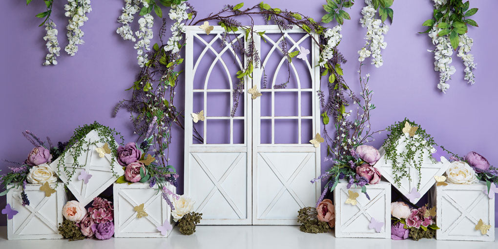 Kate Spring Purple Floral Backdrop Designed by Megan Leigh Photography